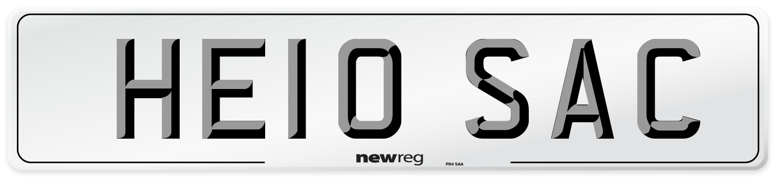 HE10 SAC Number Plate from New Reg